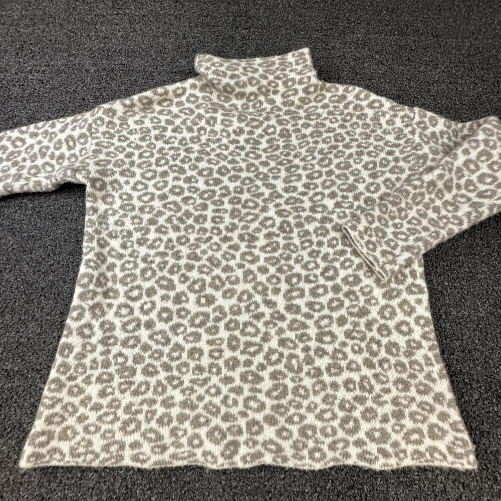 Christian Siriano Sweater Pullover Womens M Beige Animal Print Turtleneck